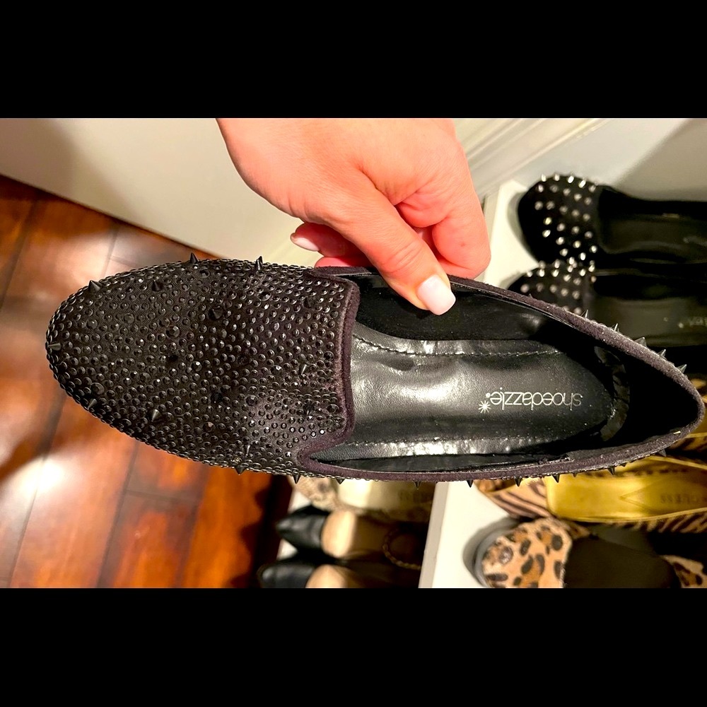 Black rhinestone flat by Shoedazzle